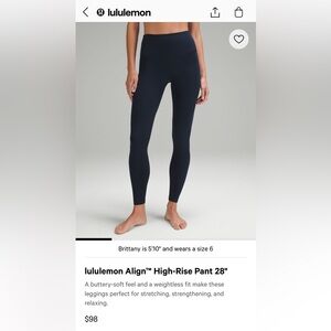 Lululemon Align True Navy Leggings Sz 8 31”. Worn 5-6x.